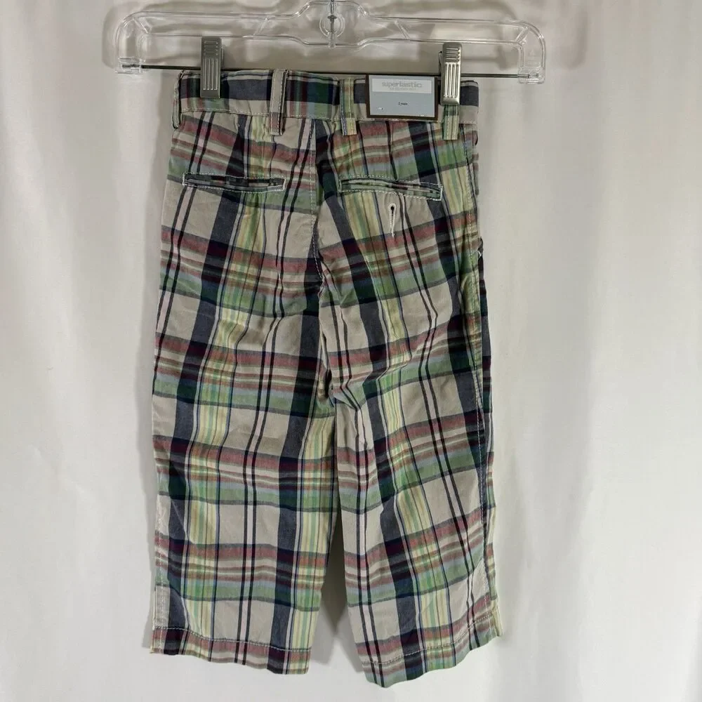 New Gap Chino Pants Boys 2 Years Mulitcolor Plaid Button Zip